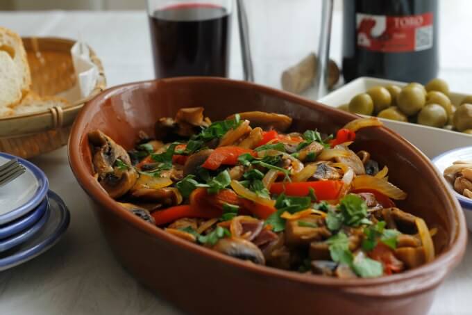 Chorizo, Mushrooms and Onions ~ Tapas Tuesday ~ Lydia's Flexitarian Kitchen