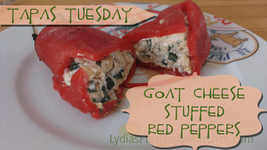 Roasted red peppers stuffed with goat cheese