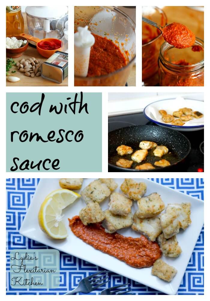 Cod with Romesco Sauce ~ Lydia's Flexitarian Kitchen