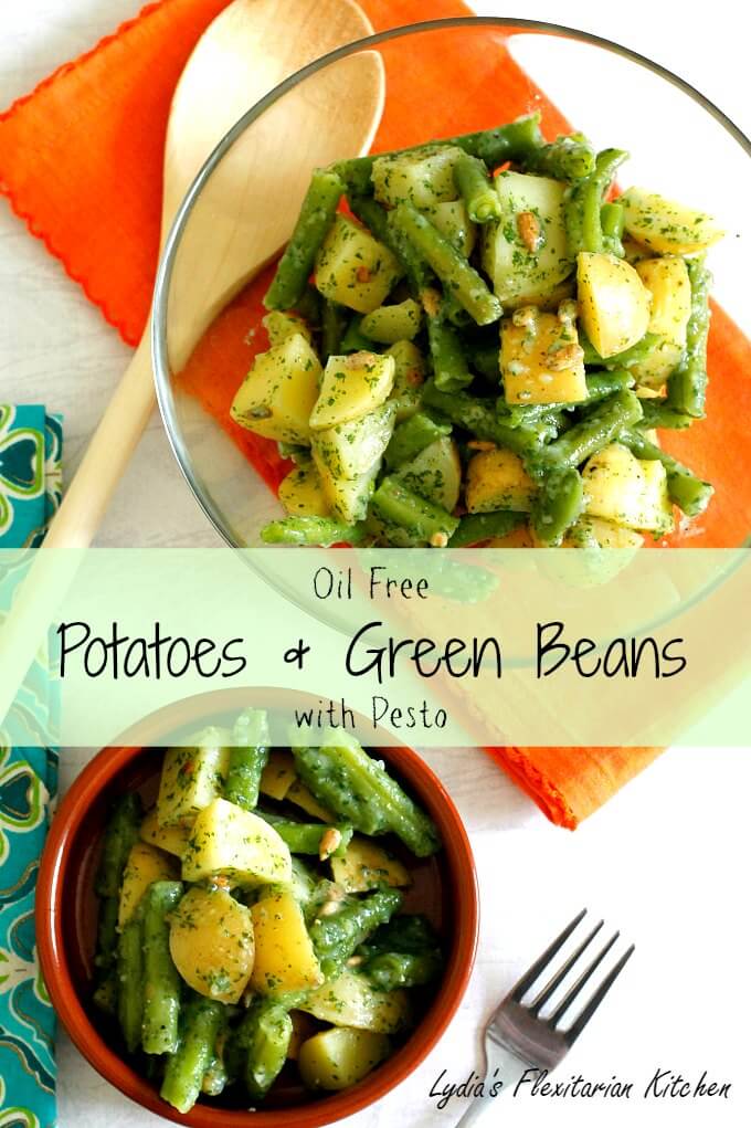 Oil Free Potatoes and Green Beans with Pesto ~ Lydia's Flexitarian Kitchen