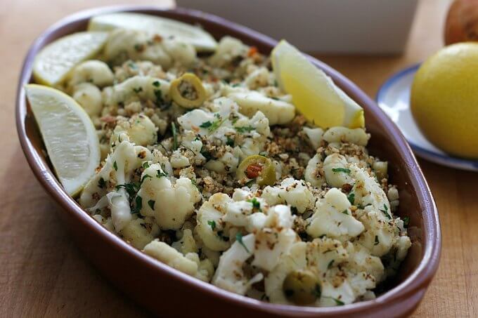 Cauliflower with Olives and Breadcrumbs ~ Lydia's Flexitarian Kitchen