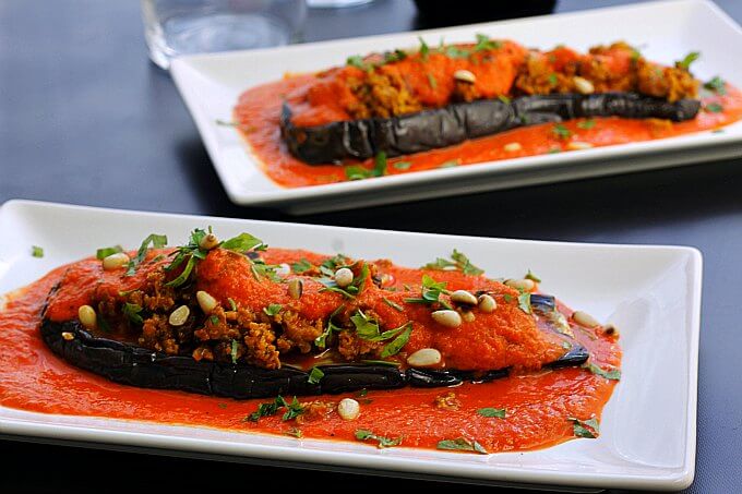 Eggplant Cutlets with Red Pepper Sauce ~ Lydia's Flexitarian Kitchen