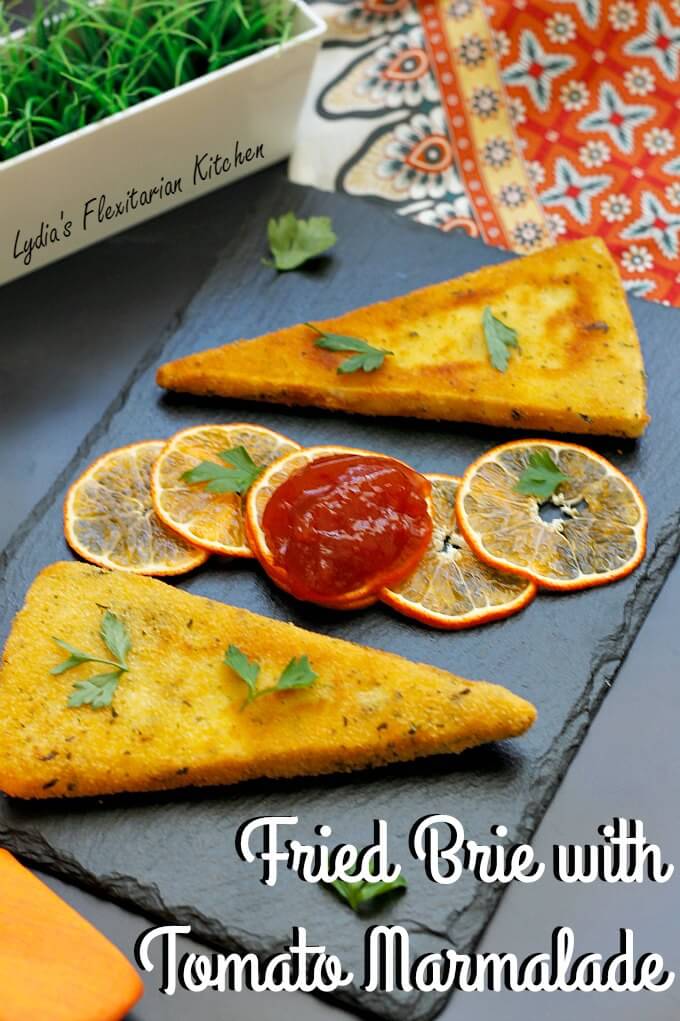 Fried Brie with Tomato Marmalade ~ Lydia's Flexitarian Kitchen