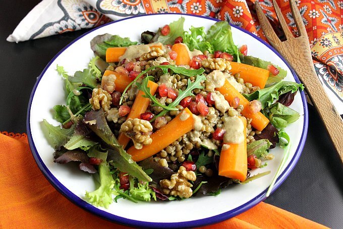 Lentil Salad with Roasted Carrots and Walnuts ~ Jamie Oliver ~ I ♥ Cooking Clubs ~ Lydia's Flexitarian Kitchen