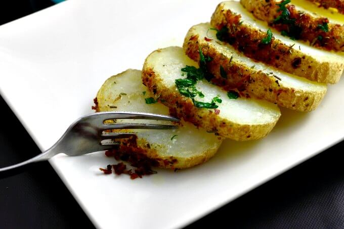 Vegan Hasselback Potatoes ~ Lydia's Flexitarian Kitchen