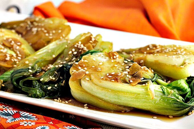 Garlic and Ginger Bok Choy ~ Year of the Red Monkey ~ Lydia's Flexitarian Kitchen