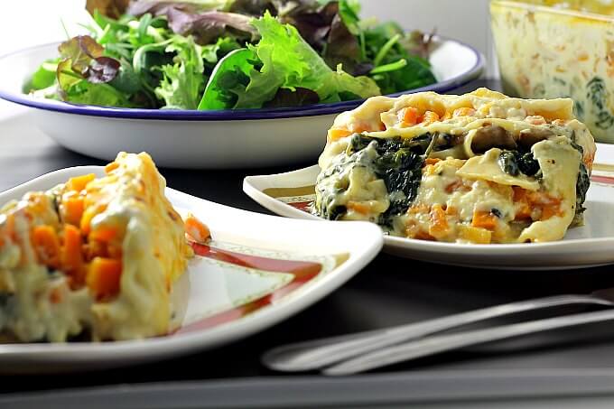 Butternut Squash and Spinach Lasagna for Two ~ Lydia's Flexitarian Kitchen