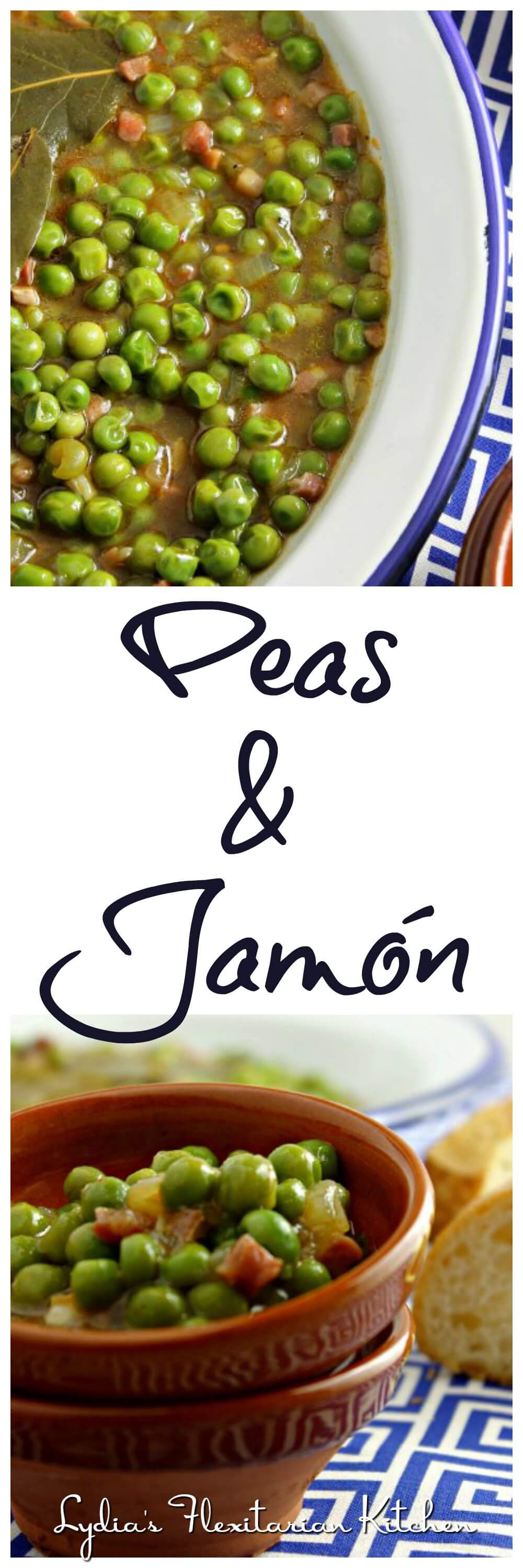 Spanish Style Peas and Ham ~ Guisantes y Jamón estilo Pedro Olivares ~ Lydia's Flexitarian Kitchen