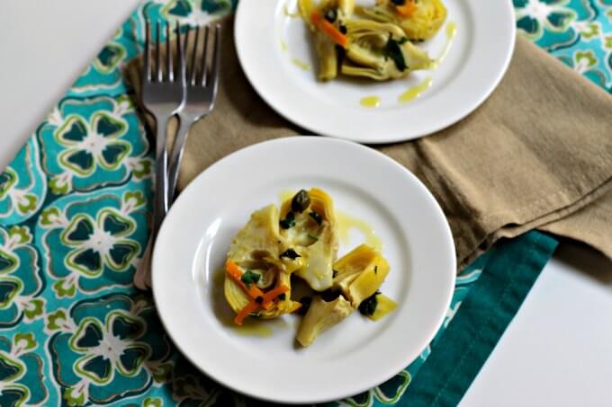 Artichokes with Orange and Capers ~ Lydia's Flexitarian Kitchen