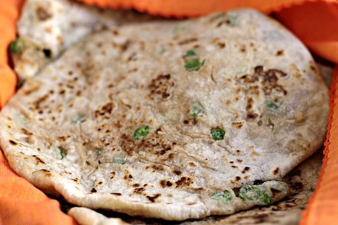 Pea and Potato Parathas ~ Breadbasket: Indian Flatbreads Simplified by Jayashree T Rao #Review ~ Lydia's Flexitarian Kitchen
