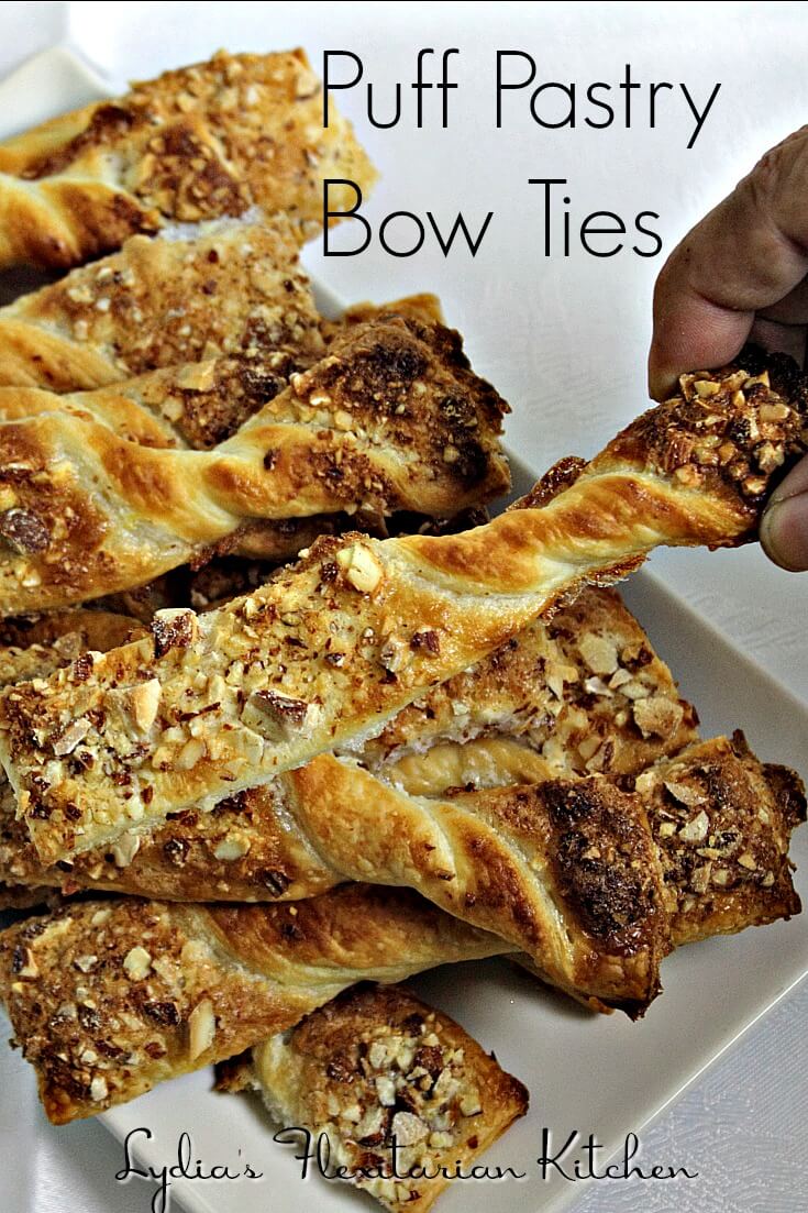 Puff Pastry Bow Ties ~ So Good With A Cup of Coffee! ~ Lydia's Flexitarian Kitchen
